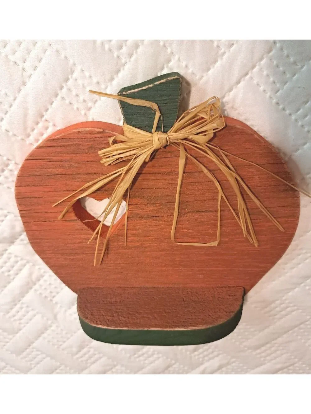 Vintage Handmade Wooden Pumpkin Wall Hanging Pumpkin Shelf/Votive Holder 9
